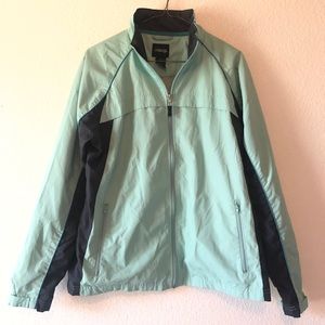 BCG Mint and Gray Windbreaker Front Zip Jacket